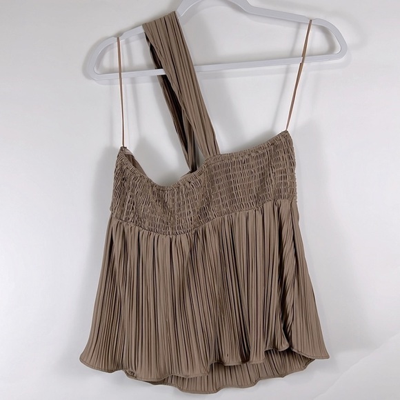 Heartloom January Asymmetric Silky Babydoll Top in Cafe Brown Size Large - Picture 7 of 15